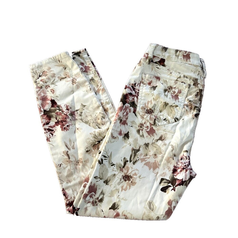 Buffalo David Bitton Jeans Cream Floral Havana Slim Stretch Denim Womens Sz 8/29